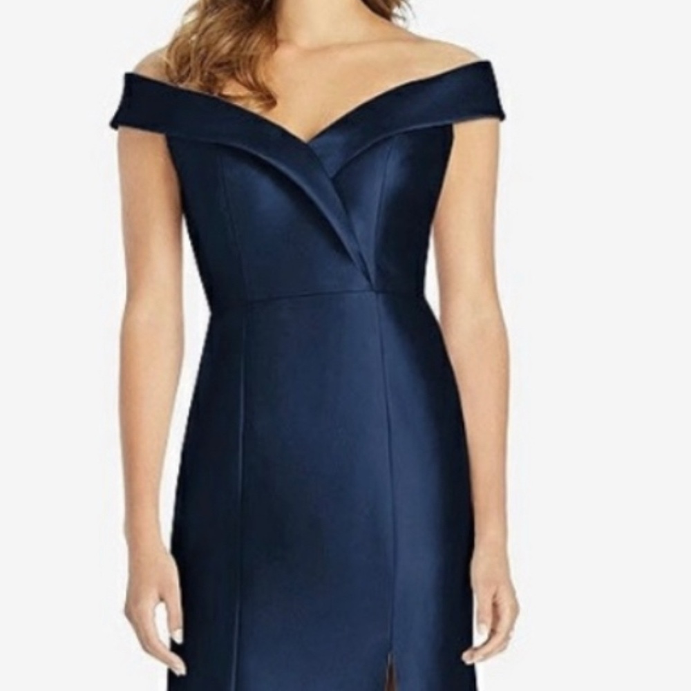 ALFRED SUNG Elegant Strapless Midnight Blue Dress
